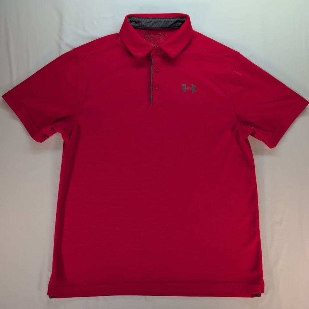 Under Armour Mens HeatGear Performance Polo Shirt Red Short Sleeve Golf Top M